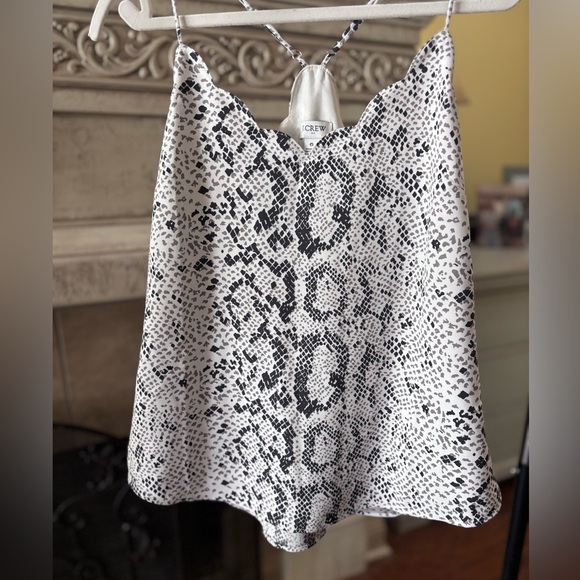 J Crew Snakeskin Print Scalloped Halter Style Tank Style Blouse Size 6 - Picture 1 of 12